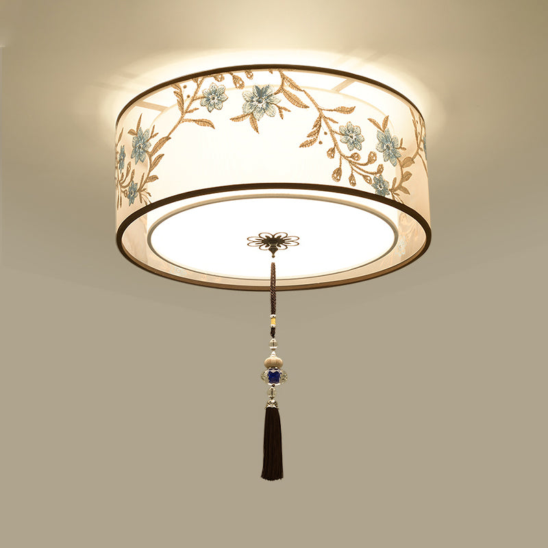 Modern Flush Mount Ceiling Light Minimalist Ceiling Lamp with Fabric Shade