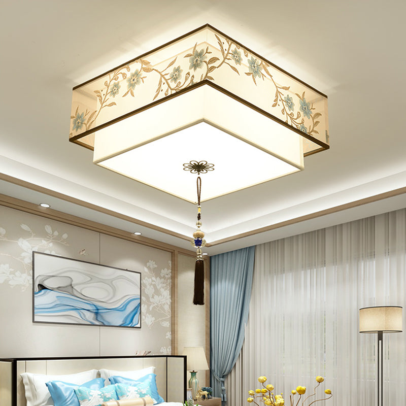 Modern Flush Mount Ceiling Light Minimalist Ceiling Lamp with Fabric Shade