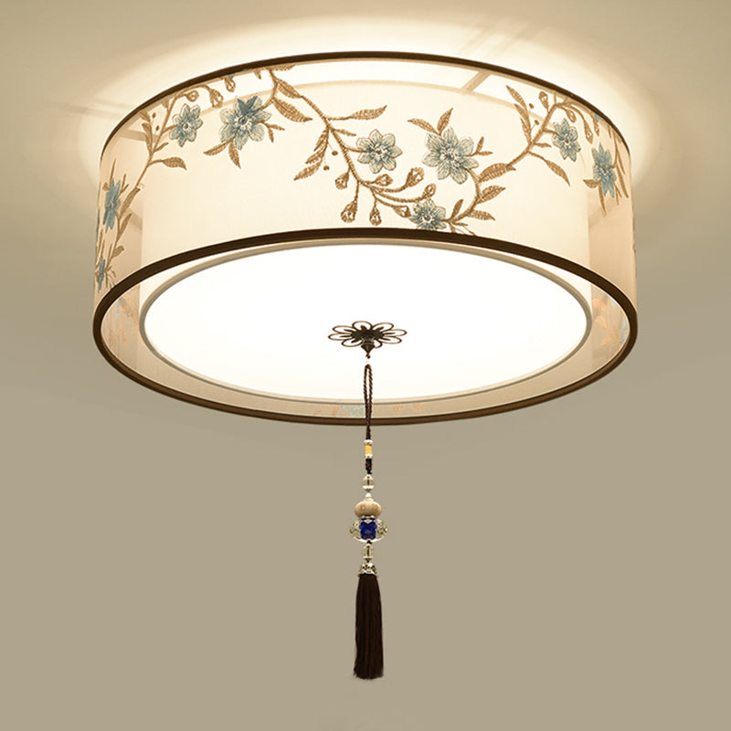 Modern Flush Mount Ceiling Light Minimalist Ceiling Lamp with Fabric Shade