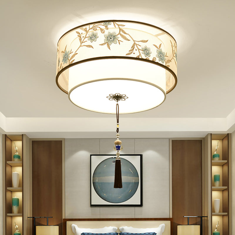 Modern Flush Mount Ceiling Light Minimalist Ceiling Lamp with Fabric Shade