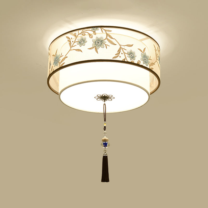 Modern Flush Mount Ceiling Light Minimalist Ceiling Lamp with Fabric Shade