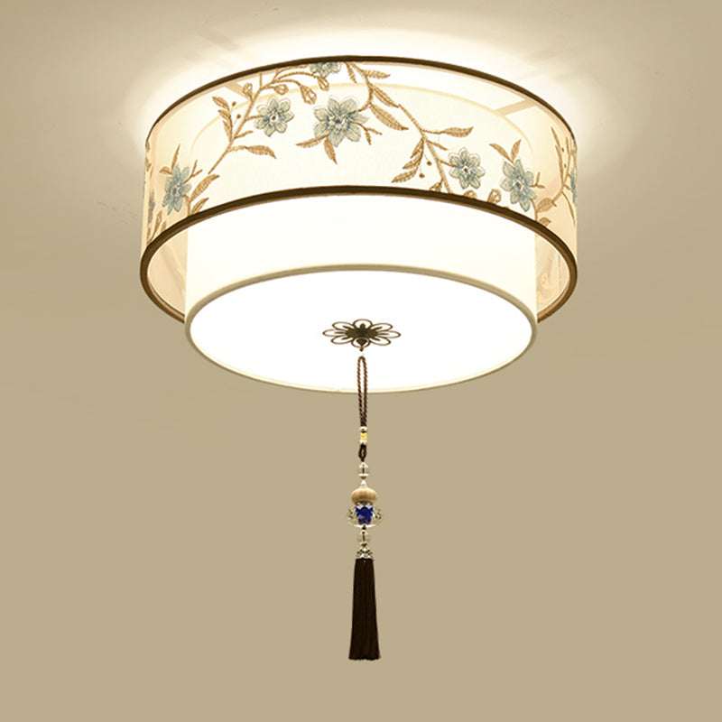 Modern Flush Mount Ceiling Light Minimalist Ceiling Lamp with Fabric Shade