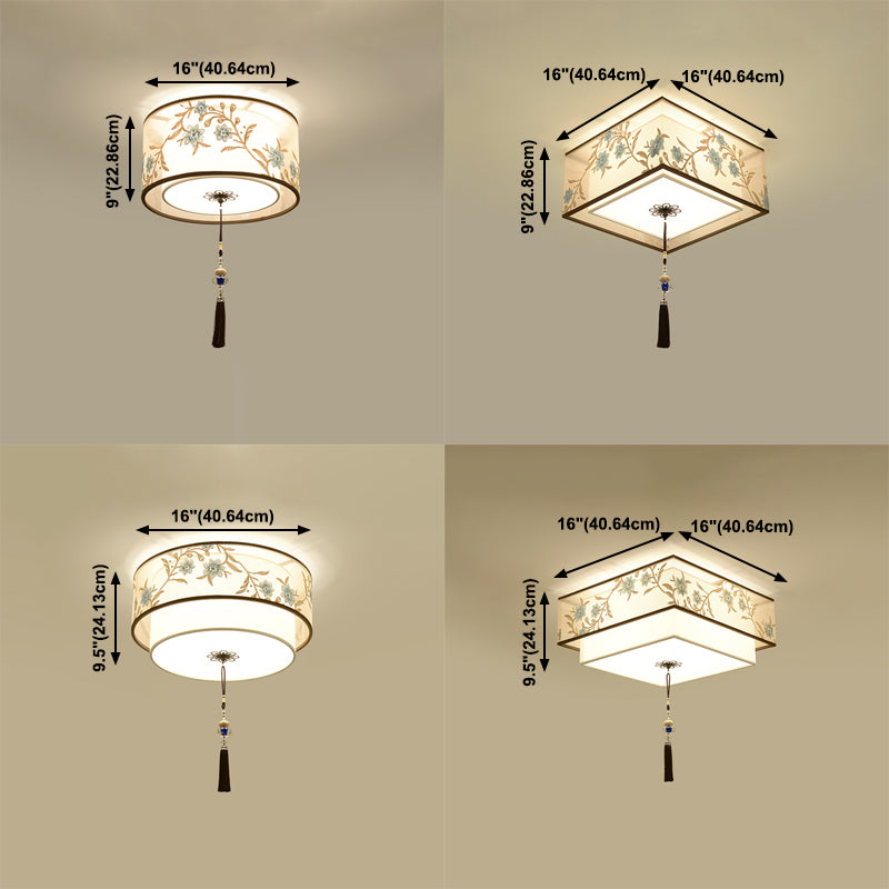 Modern Flush Mount Ceiling Light Minimalist Ceiling Lamp with Fabric Shade