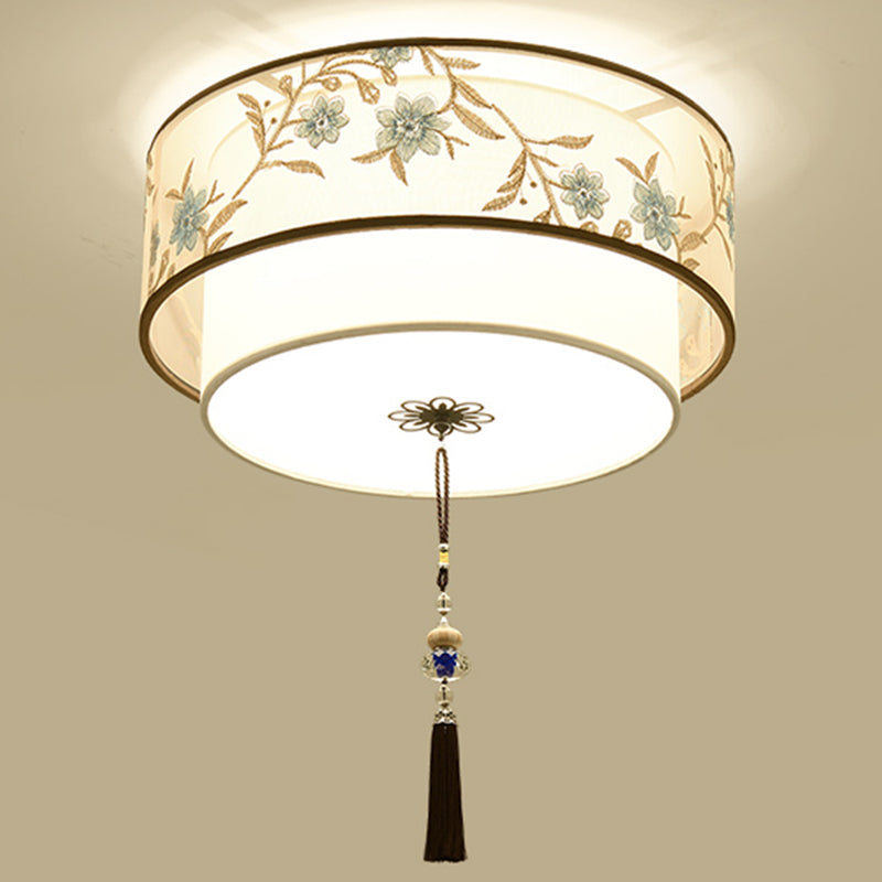 Modern Flush Mount Ceiling Light Minimalist Ceiling Lamp with Fabric Shade