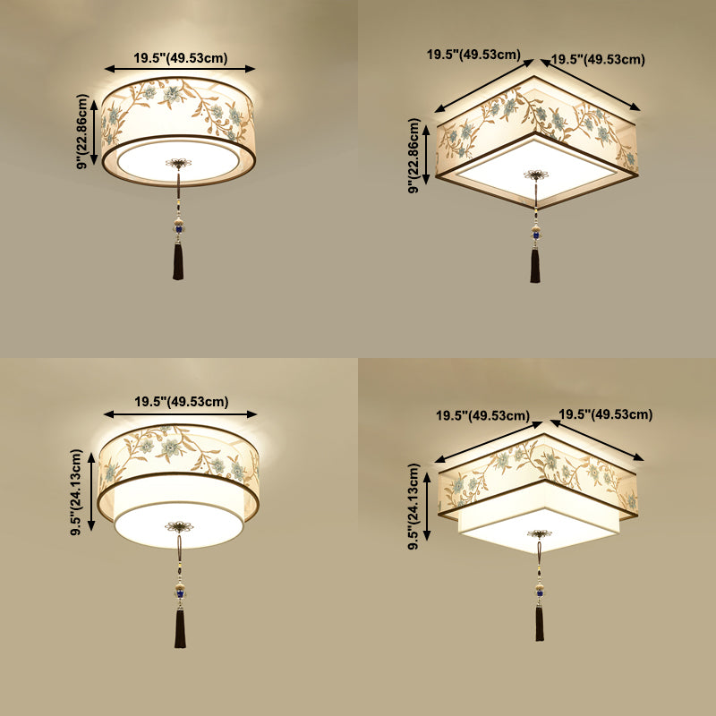 Lámpara de techo minimalista de luz de montaje de montaje de lavado moderno con sombra de tela