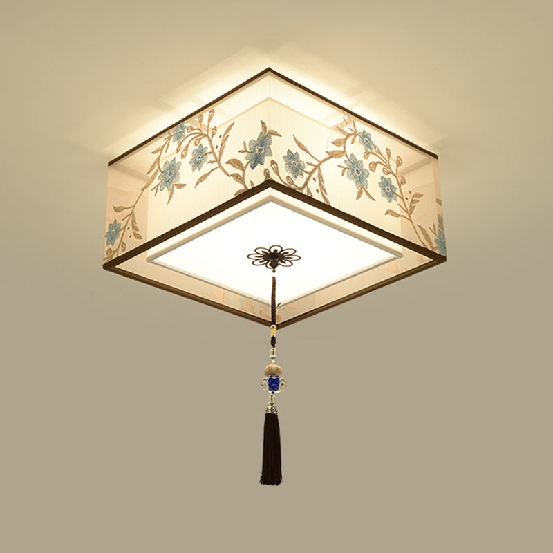 Modern Flush Mount Ceiling Light Minimalist Ceiling Lamp with Fabric Shade