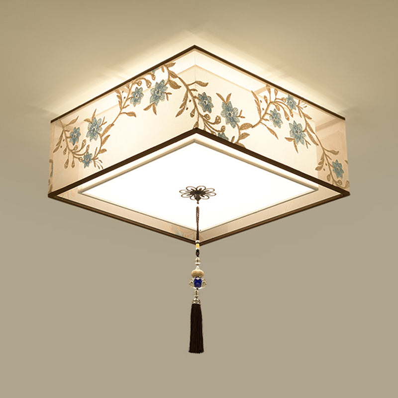 Modern Flush Mount Ceiling Light Minimalist Ceiling Lamp with Fabric Shade