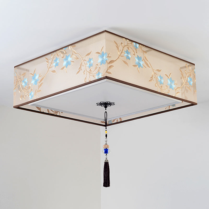 Modern Flush Mount Ceiling Light Minimalist Ceiling Lamp with Fabric Shade