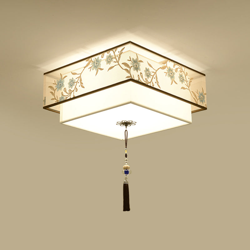 Modern Flush Mount Ceiling Light Minimalist Ceiling Lamp with Fabric Shade