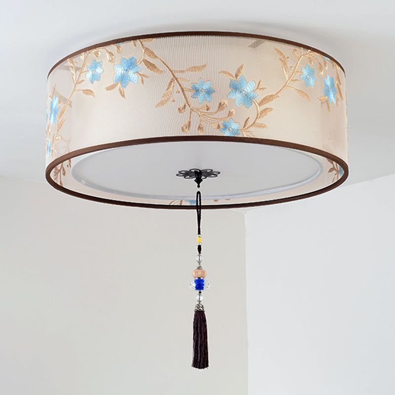 Modern Flush Mount Ceiling Light Minimalist Ceiling Lamp with Fabric Shade