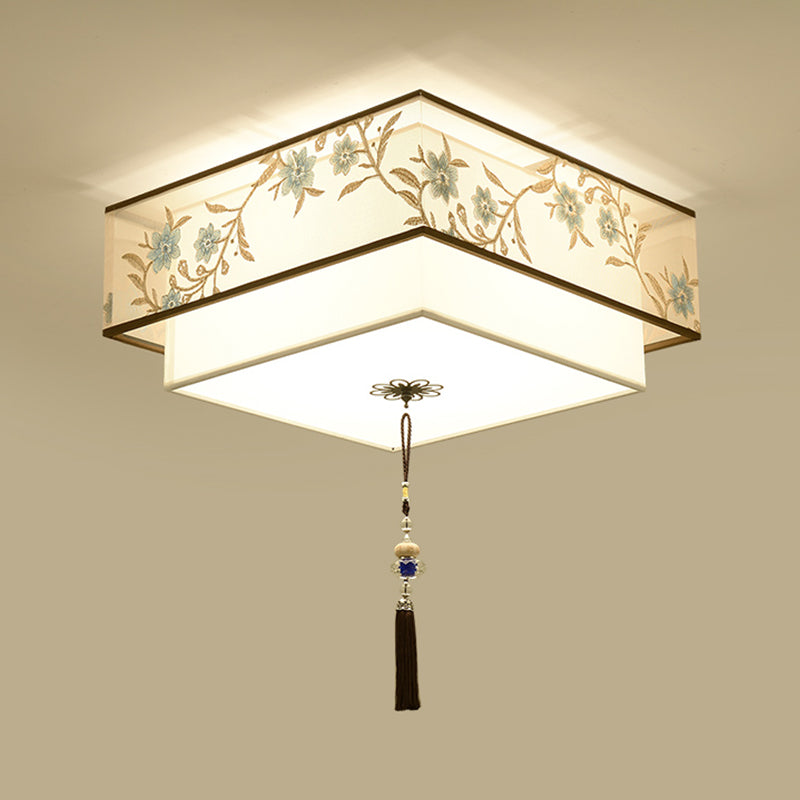 Modern Flush Mount Ceiling Light Minimalist Ceiling Lamp with Fabric Shade