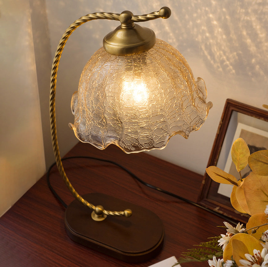 Floral Night Table Lamp Minimalist Style Glass Table Light for Bedside