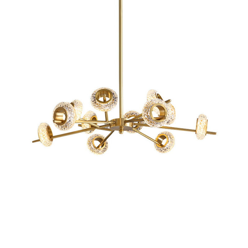 Geometric Gold Chandelier Postmodern Brass Chandelier Pendant with Crystal for Bedroom