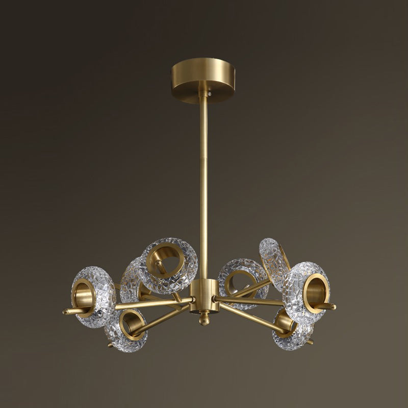 Geometric Gold Chandelier Postmodern Brass Chandelier Pendant with Crystal for Bedroom