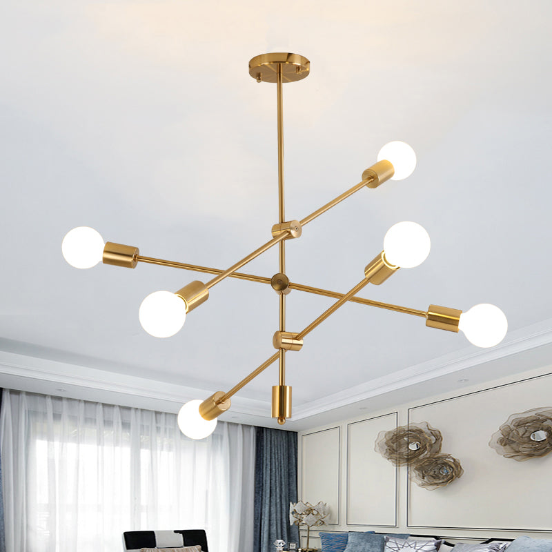 Postmodern Style Chandelier Light Fixture Exposed Bulb Metal Pendant Light