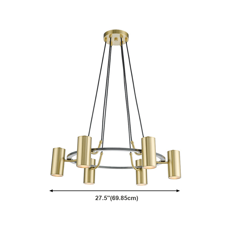 Postmodern Style Metal Chandelier Light Fixture Gold Cylinder Pendant Light