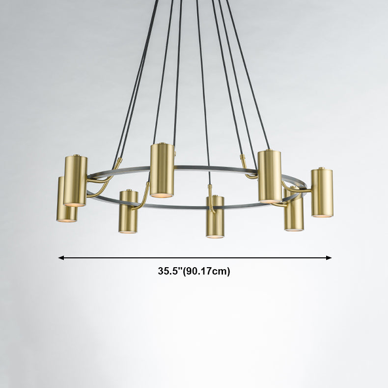 Postmodern Style Metal Chandelier Light Fixture Gold Cylinder Pendant Light