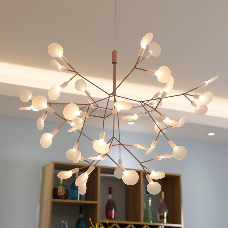 Metal Branch Pendant Lighting Modern Style Multi Lights Hanging Lamp in White