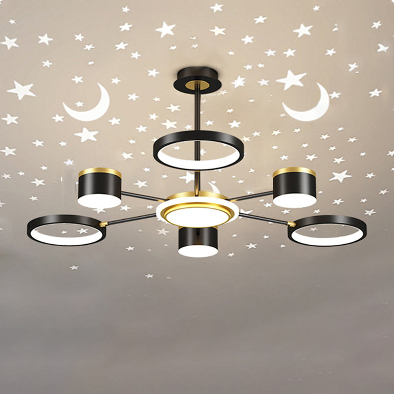 LED Simple Chandelier Lamp Multi Lights Round Shape Hanging Pendant Light for Living Room