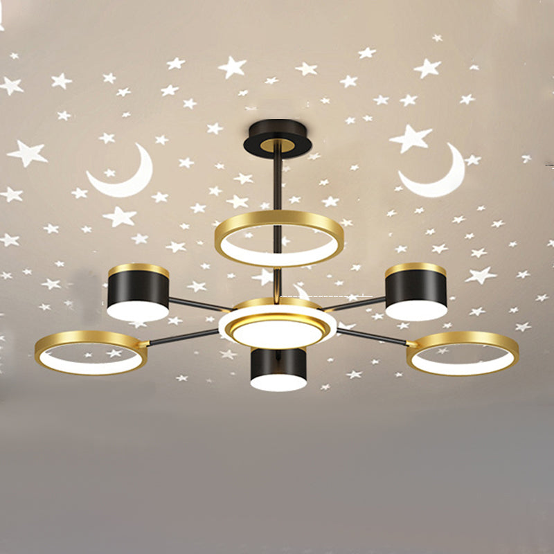 LED Simple Chandelier Lamp Multi Lights Round Shape Hanging Pendant Light for Living Room