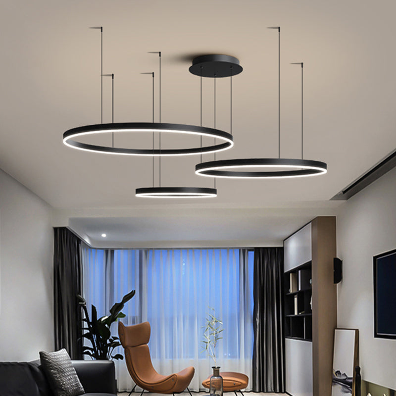 Orbicular Shade Chandelier Lights Modern Metal Chandelier Lighting Fixtures in Black