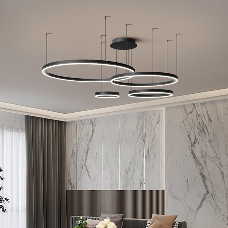 Orbicular Shade Chandelier Lights Modern Metal Chandelier Lighting Fixtures in Black