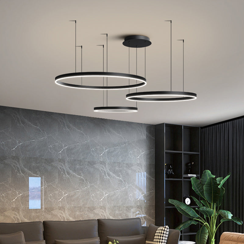 Orbicular Shade Chandelier Lights Modern Metal Chandelier Lighting Fixtures in Black