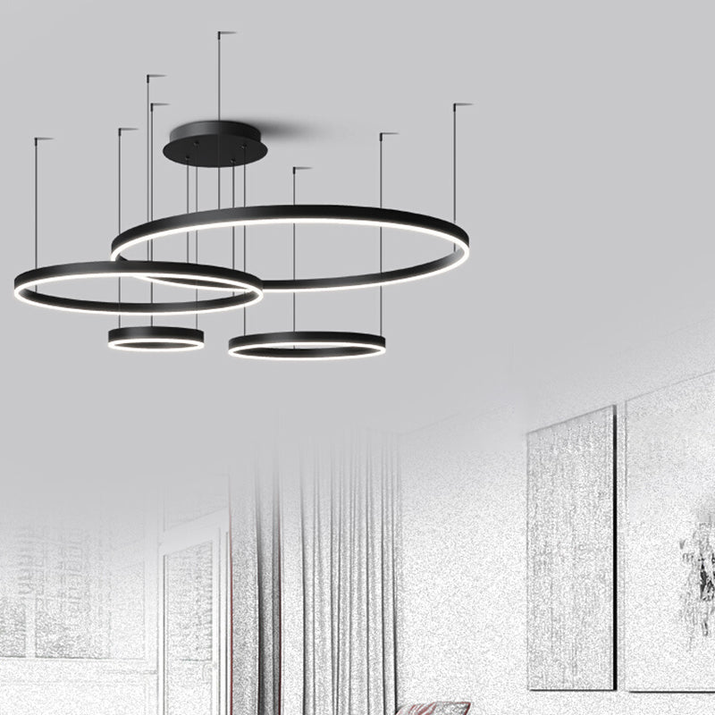 Orbicular Shade Chandelier Lights Modern Metal Chandelier Lighting Fixtures in Black