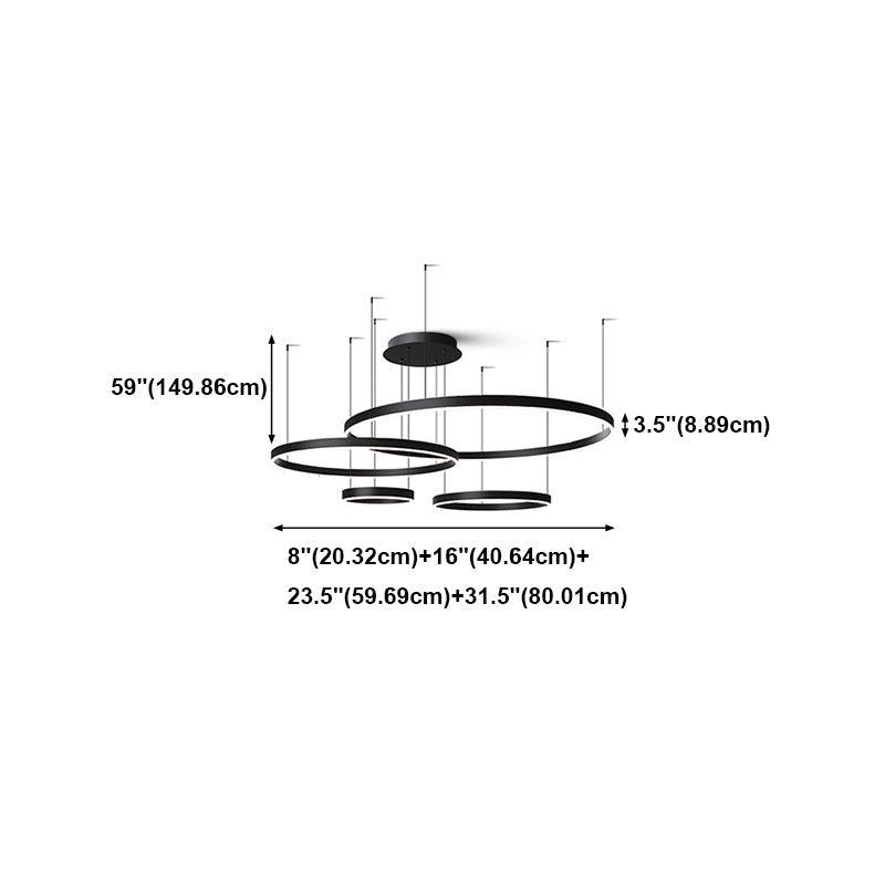 Orbikuläre Schatten Kronleuchter Lichter moderne Metallleuchterbeleuchtung in Schwarz