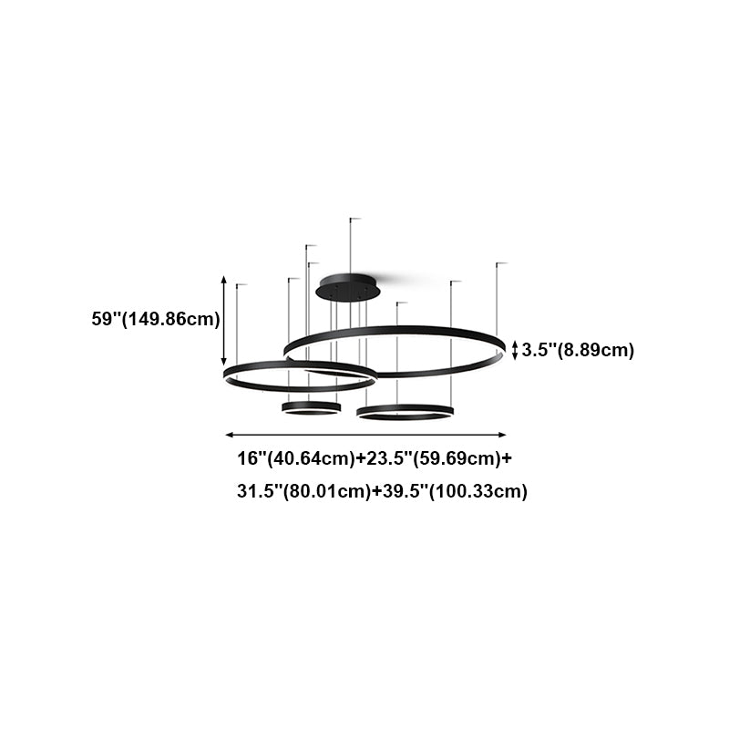 Orbikuläre Schatten Kronleuchter Lichter moderne Metallleuchterbeleuchtung in Schwarz