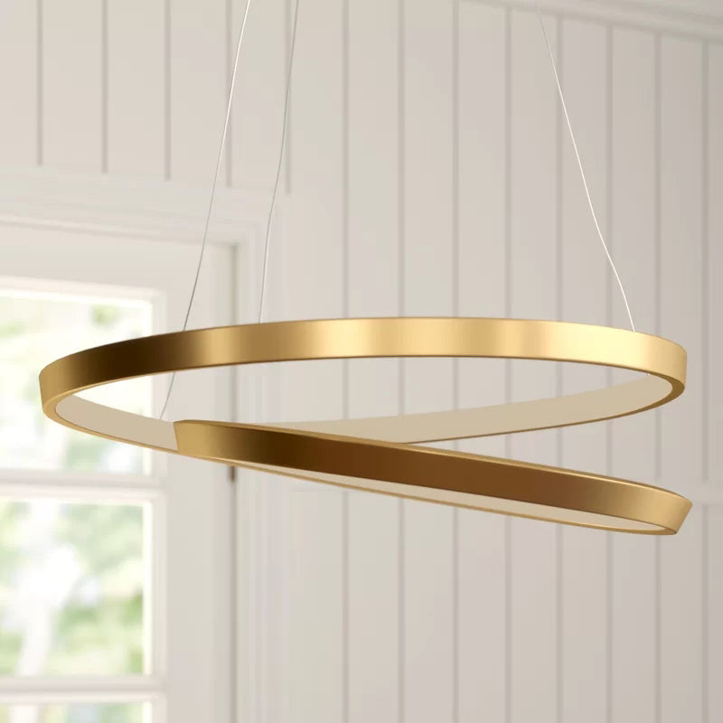 Twisted Shade Metal Chandelier Light Modern 1- Light Chandelier Lighting Fixture in Gold