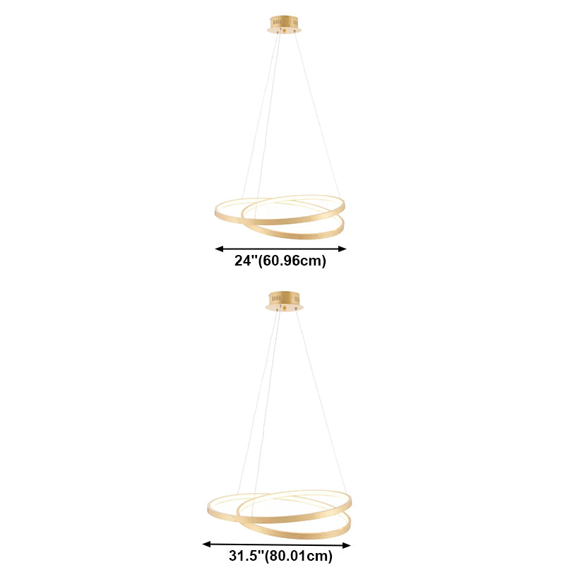 Twisted Shade Metal Chandelier Light Modern 1- Light Chandelier Lighting Fixture in Gold