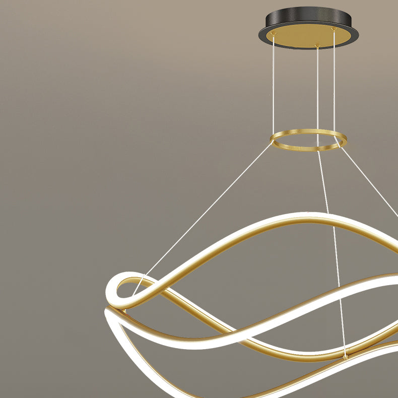 Twist ombre le luci del lampadario in metallo moderno moderno 2- LIGHTER FIGLITTI IN GOLD