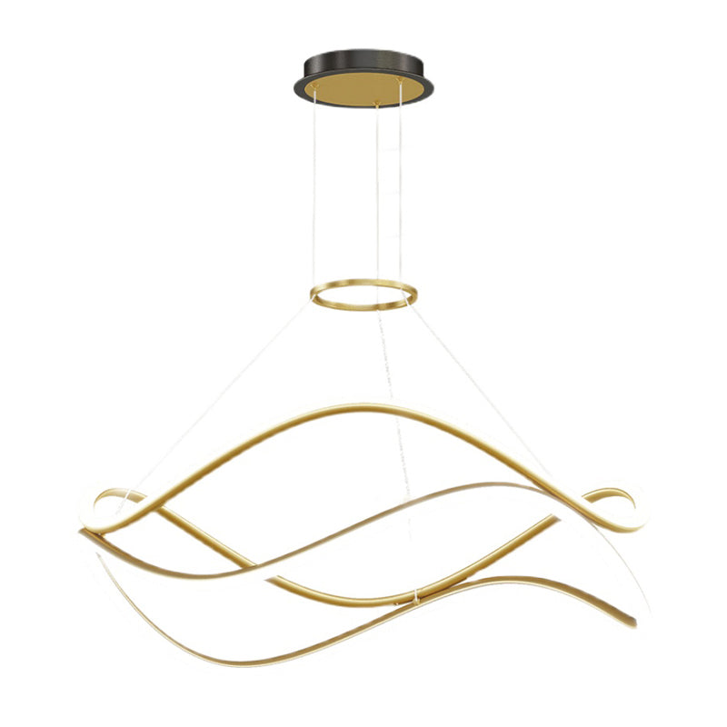 Twist ombre le luci del lampadario in metallo moderno moderno 2- LIGHTER FIGLITTI IN GOLD