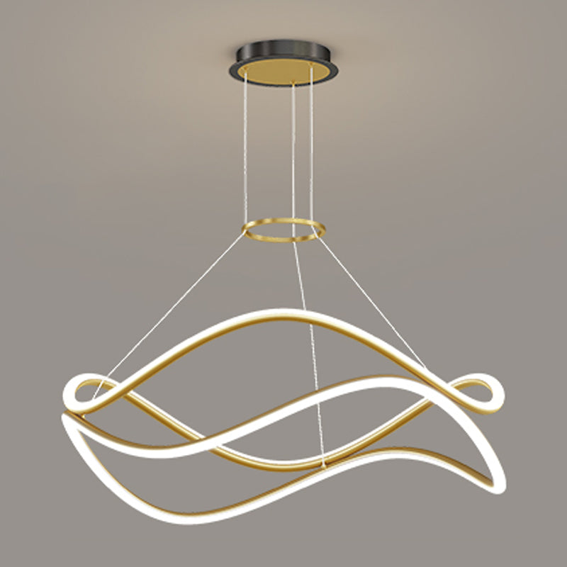 Twist Shade Metal-Kronleuchterleuchten moderne 2-Licht-Kronleuchter-Beleuchtungskörper in Gold