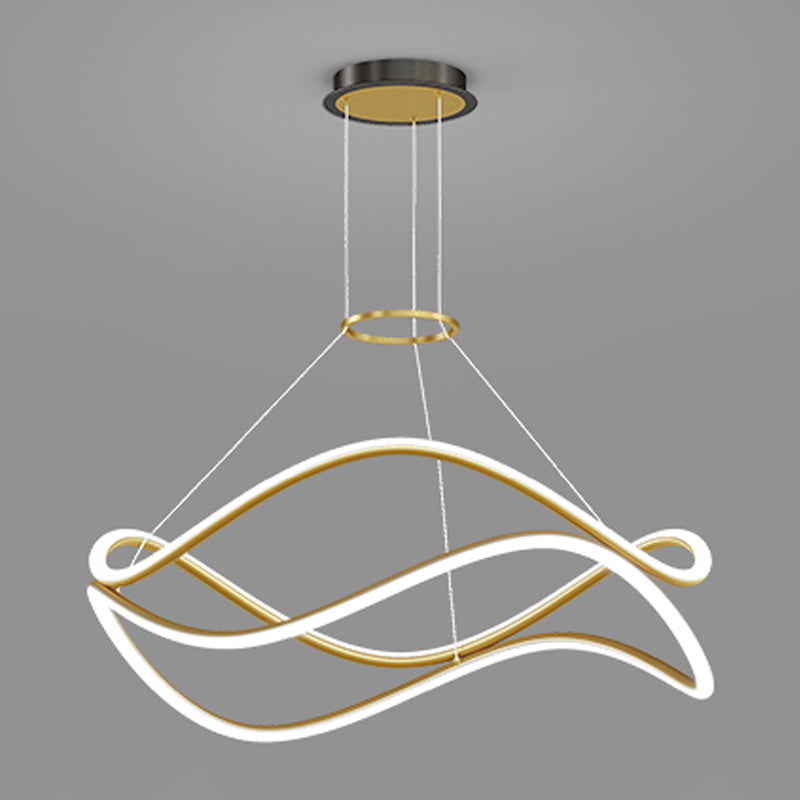 Twist ombre le luci del lampadario in metallo moderno moderno 2- LIGHTER FIGLITTI IN GOLD