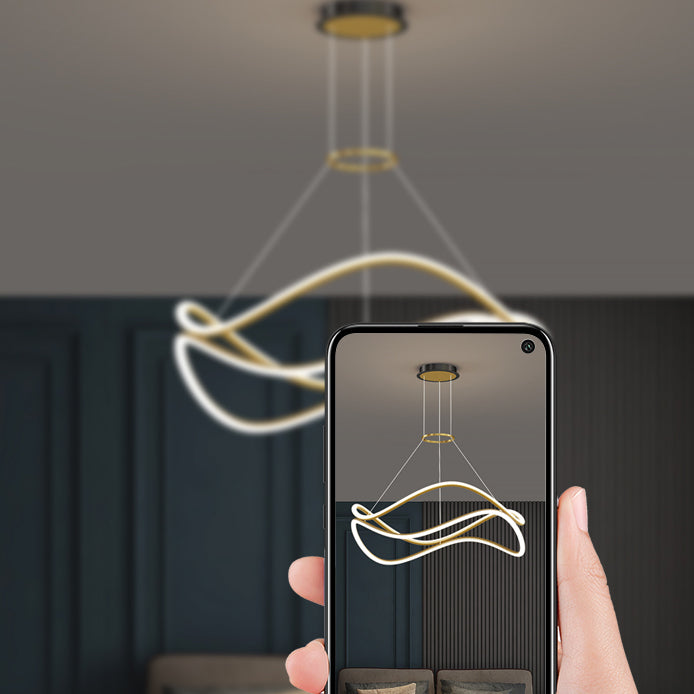 Twist ombre le luci del lampadario in metallo moderno moderno 2- LIGHTER FIGLITTI IN GOLD