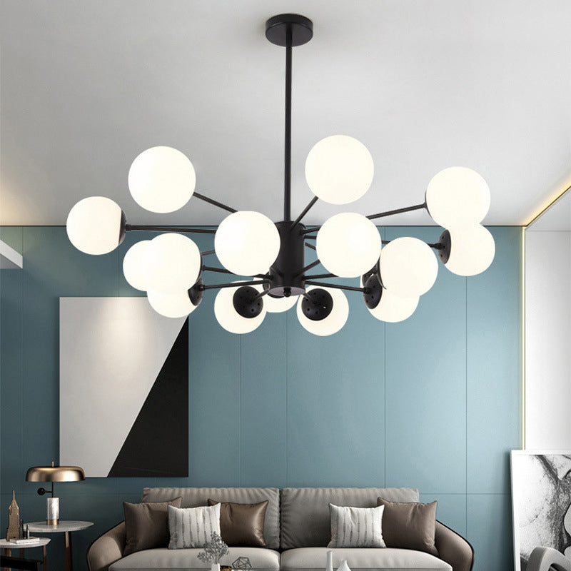 Modern Style Chandelier Light Fixture Globe Shape Glass Hanging Light for Bedroom