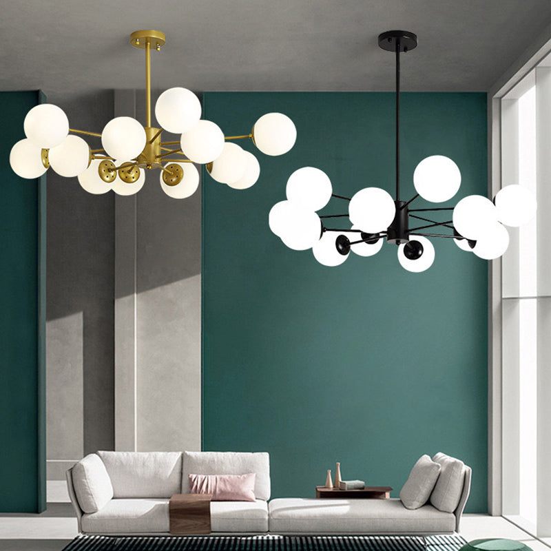 Modern Style Chandelier Light Fixture Globe Shape Glass Hanging Light for Bedroom