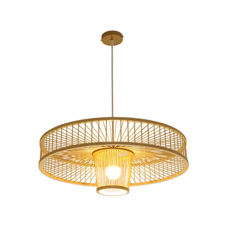 Éclairage de suspension d'ombre unique Bamboo de style moderne 1 lampe suspendue légère pour le chevet