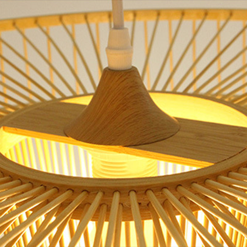 Éclairage de suspension d'ombre unique Bamboo de style moderne 1 lampe suspendue légère pour le chevet