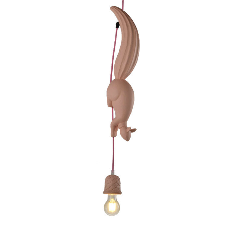 1 Light Squirrel Hanging Pendant Industrial Style Resin Hanging Lighting for Living Room