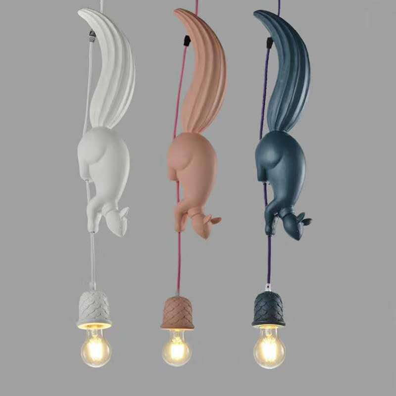 1 Light Squirrel Hanging Pendant Industrial Style Resin Hanging Lighting for Living Room