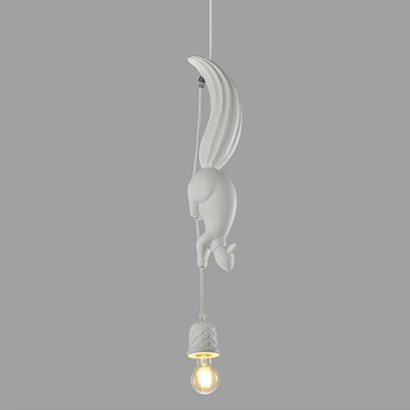 1 Light Squirrel colgante colgante de estilo industrial resina iluminación colgante para sala de estar