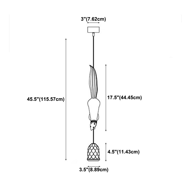 1 Light Squirrel colgante colgante de estilo industrial resina iluminación colgante para sala de estar