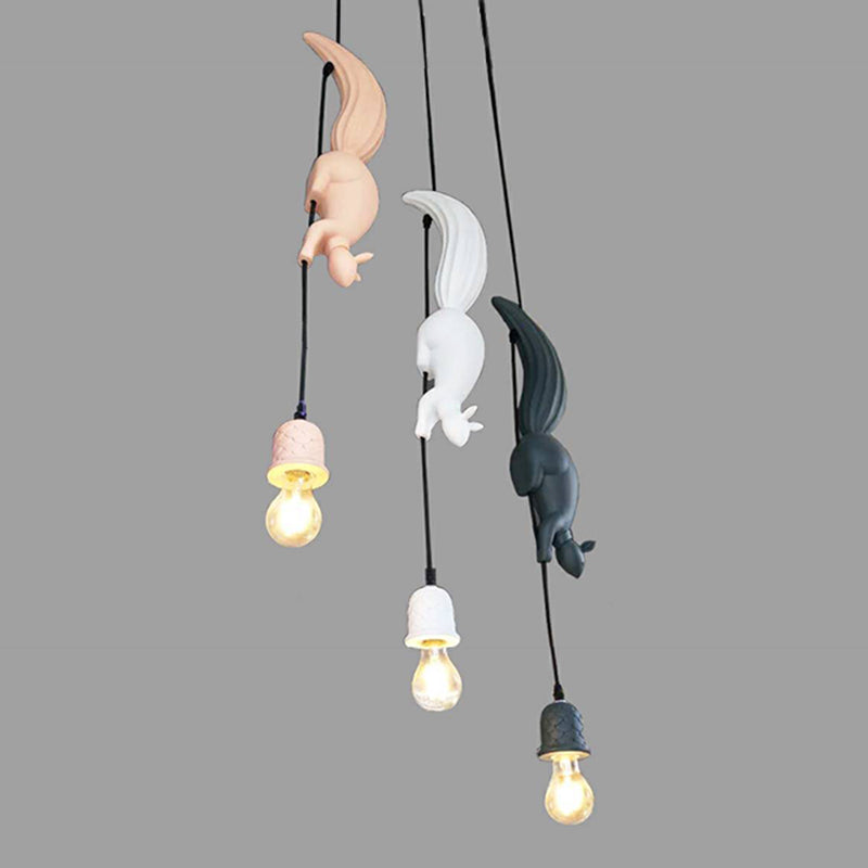 1 Light Squirrel Hanging Pendant Industrial Style Resin Hanging Lighting for Living Room