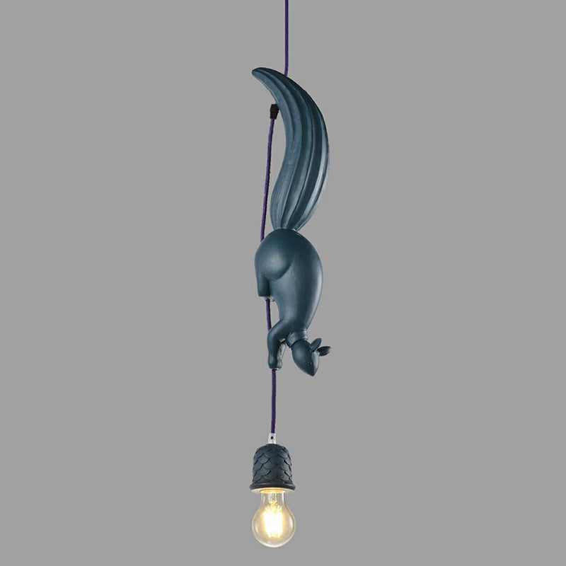 1 Light Squirrel colgante colgante de estilo industrial resina iluminación colgante para sala de estar