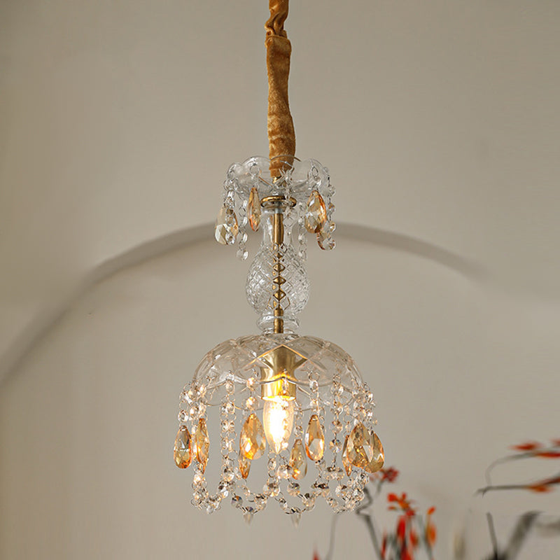 Style moderne Unique Shade Hanging Glass Light 1 Light Sanging Lamping avec Crystal