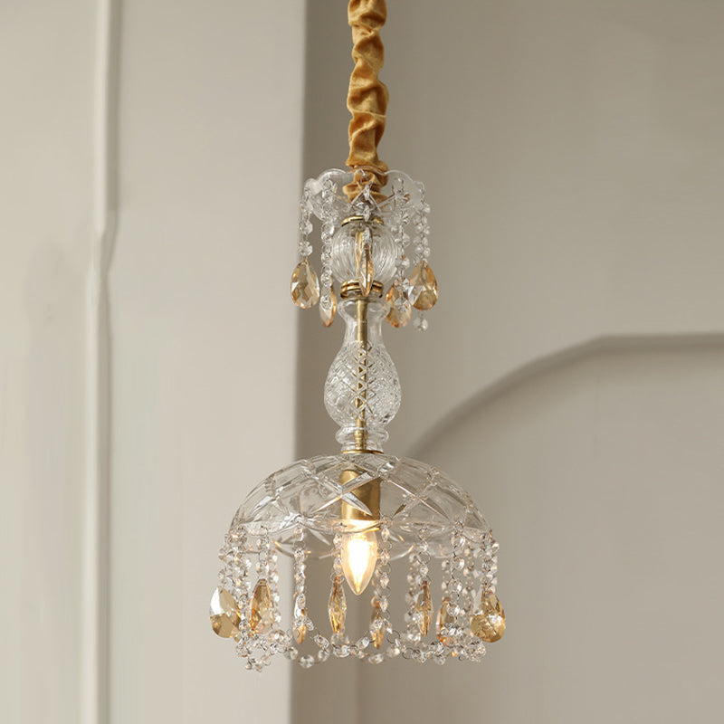 Style moderne Unique Shade Hanging Glass Light 1 Light Sanging Lamping avec Crystal