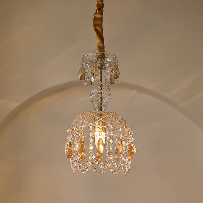 Style moderne Unique Shade Hanging Glass Light 1 Light Sanging Lamping avec Crystal